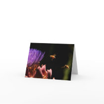 Note Card or Invitation - Bees Pollenate Artichoke