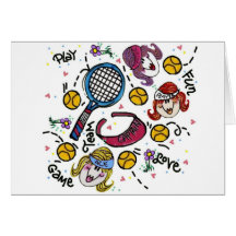 Note Card -Tennis Girls