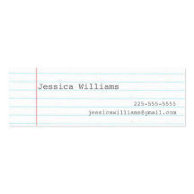 Notebook Paper Business Card Templates