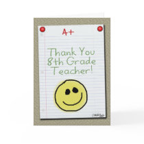 Notebook Paper Thank You for Middle School Teacher Greeting Cards