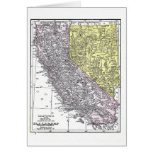 Notecard:  Map of California and Nevada, 1921