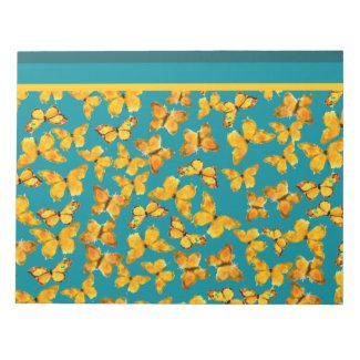 Notepad or Jotter, Golden Butterflies on Teal