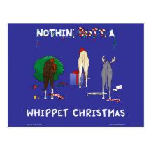 Nothin' Butt A Whippet Christmas Postcards