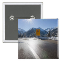 notice board on a winter road, snow covered 2 pinback buttons