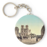 Notre Dame, and St. Michael bridge, Paris, France keychains