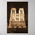 Notre Dame cathedral at night posters