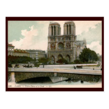 Notre Dame et le Pont, Paris, France Vintage Post Card