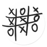 noughts and crosses - tic tac toe round sticker