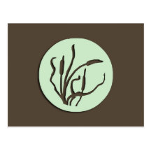 Nouveau Cat-Tail Reed Silhouette Post Card