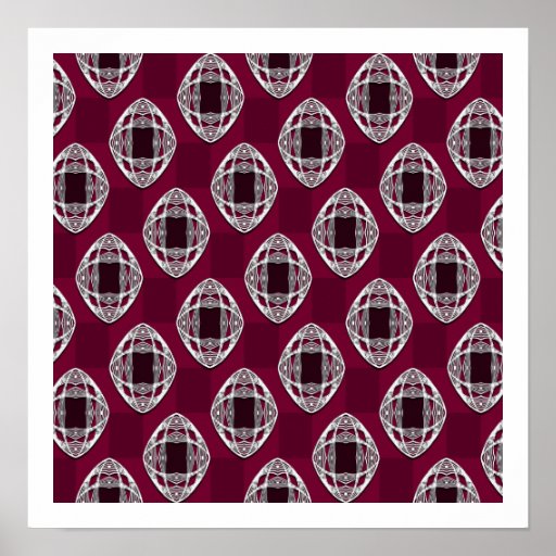 Nouveau Eye Chequerboard Plum Rouge Posters