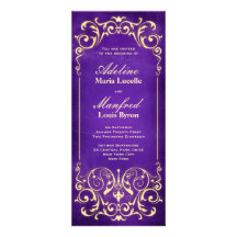 Nouveau Victorian: Pale Gold & Aubergine Wedding Announcements