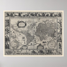Nova totius terrarum, 1606 Antique World Map Print