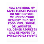 Now Entering My Weekend Do Not Disturb Me Postcard