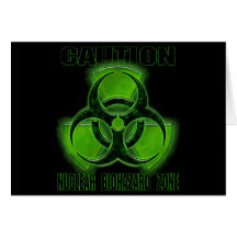 Nuclear Biohazard Caution Sign Greeting Cards