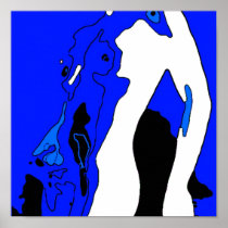 Nude abstract in blue posters