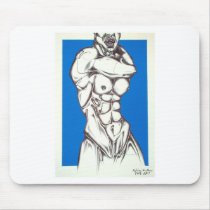 nude male blue mouse pad