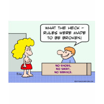 nude naked topless shirt shoes service rules broke