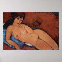Nude on a blue Cushion, Amedeo Modigliani Posters