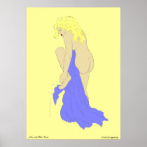 Nude with Blue Towel Poster