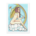 Nude Woman with Umbrella fantasy art postcard