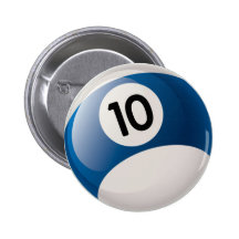 NUMBER 10 BILLIARDS BALL PINBACK BUTTON