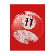 NUMBER 11 BILLIARDS BALL - ERODED STYLE POSTCARDS