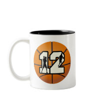 Number 12 Basketball and Players Coffee Mugs