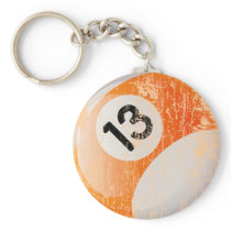 NUMBER 13 BILLIARDS BALL - AGED AND ERODED KEY CHAINS