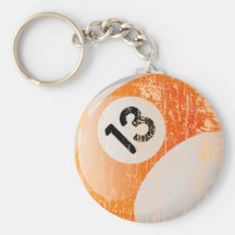 NUMBER 13 BILLIARDS BALL - AGED AND ERODED KEY CHAINS