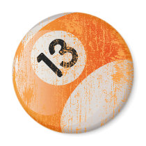 NUMBER 13 BILLIARDS BALL - AGED AND ERODED MAGNETS