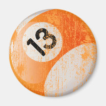 NUMBER 13 BILLIARDS BALL - AGED AND ERODED MAGNETS