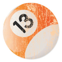 NUMBER 13 BILLIARDS BALL - AGED AND ERODED ROUND STICKERS