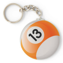 NUMBER 13 BILLIARDS BALL KEY CHAIN