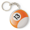 NUMBER 13 BILLIARDS BALL keychains