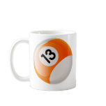 NUMBER 13 BILLIARDS BALL mugs