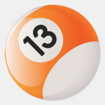 NUMBER 13 BILLIARDS BALL ROUND STICKER