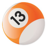 NUMBER 13 BILLIARDS BALL ROUND STICKER
