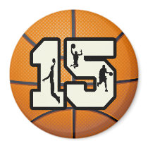 Number 15 Basketball and Players Fridge Magnet