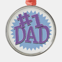 Number 1 Dad Metal Framed Holiday Ornament