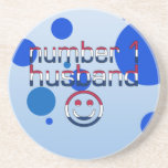 Number 1 Husband in American Flag Colours Beverage Coasters