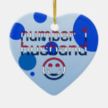 Number 1 Husband in American Flag Colours Christmas Ornament