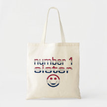Number 1 Sister in American Flag Colours Canvas Bag