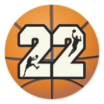 Number 22 Basketball Round Stickers