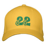 Number 22 South Africa yellow & green soccer cap embroidered hats