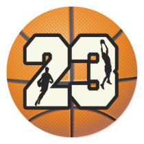 Number 23 Basketball Round Sticker