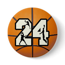 Number 24 Basketball Button