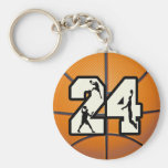 Number 24 Basketball Key Chain