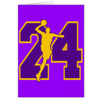 NUMBER 24 WITH BASKETBALL PLAYER GREETING CARDS