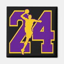 NUMBER 24 WITH BASKETBALL PLAYER FRIDGE MAGNETS