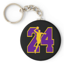 NUMBER 24 WITH BASKETBALL PLAYER KEY CHAINS